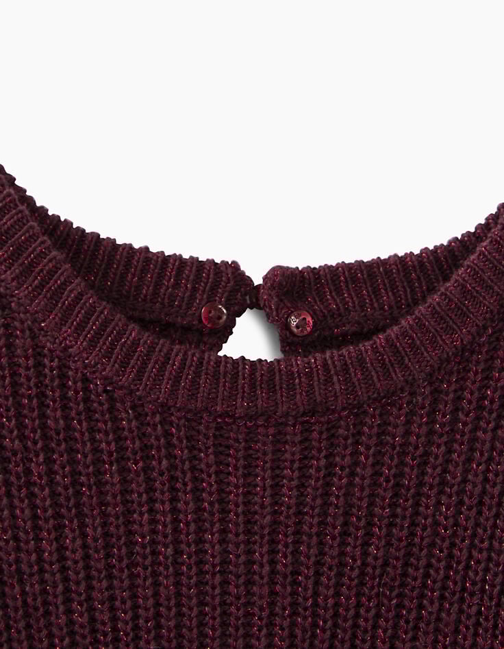 Jersey ciruela de tricot con cuello amovible niña-6