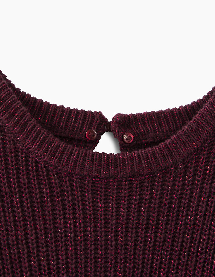 Paarse gebreide trui met afneembare kraag voor meisjes - IKKS