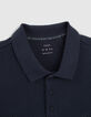 Marineblaues Herrenpoloshirt mit Zopfrelief-4