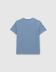 Blauw T-shirt zak met koraalprint jongens-3