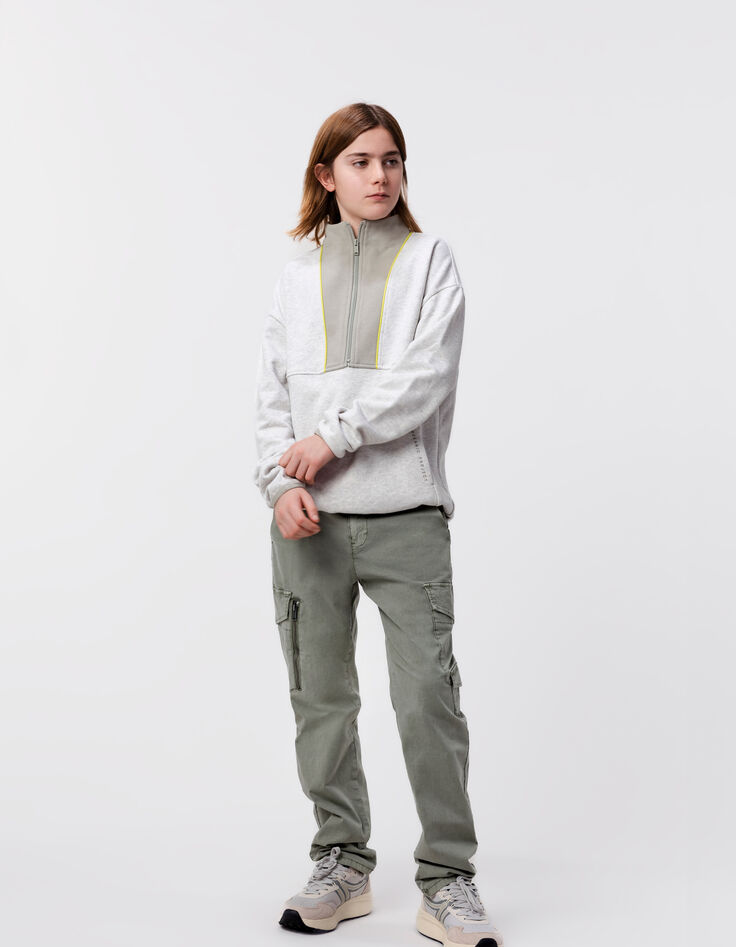Pantalon BATTLE kaki poche zippée garçon-1