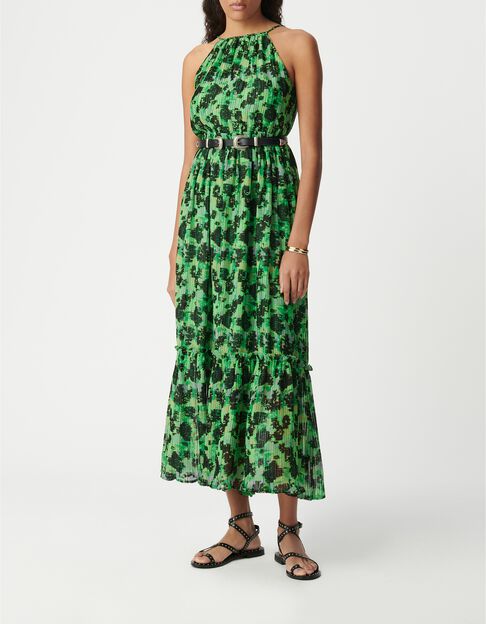 Robe longue verte imprim&eacute; abstrait Femme - IKKS