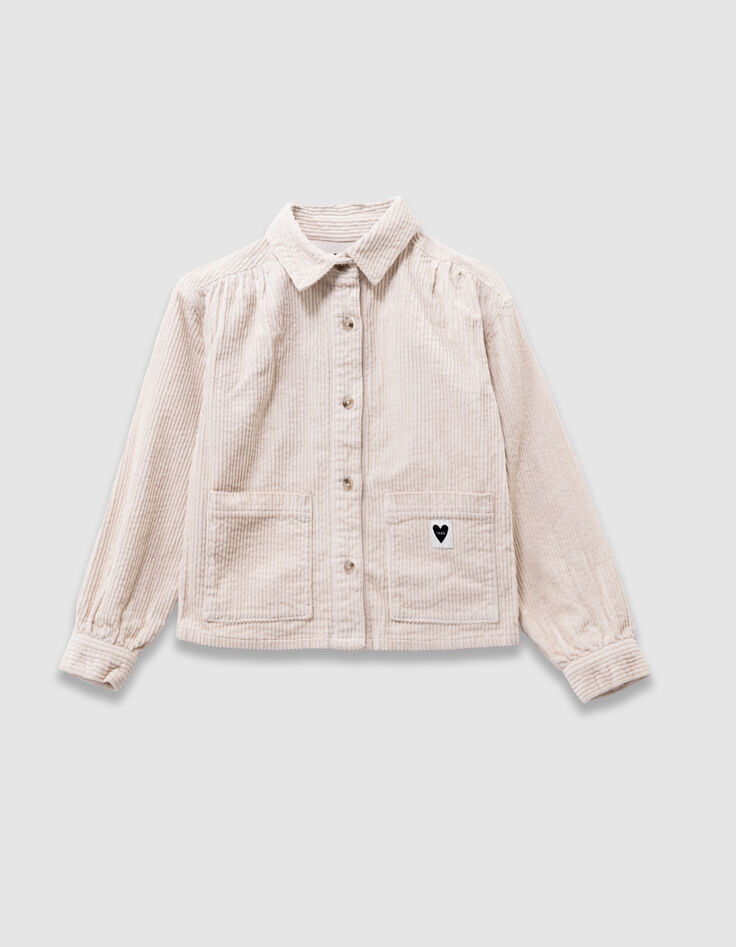 Ecru overshirt ribvelours meisjes-2 Ecru overshirt ribvelours meisjes-2