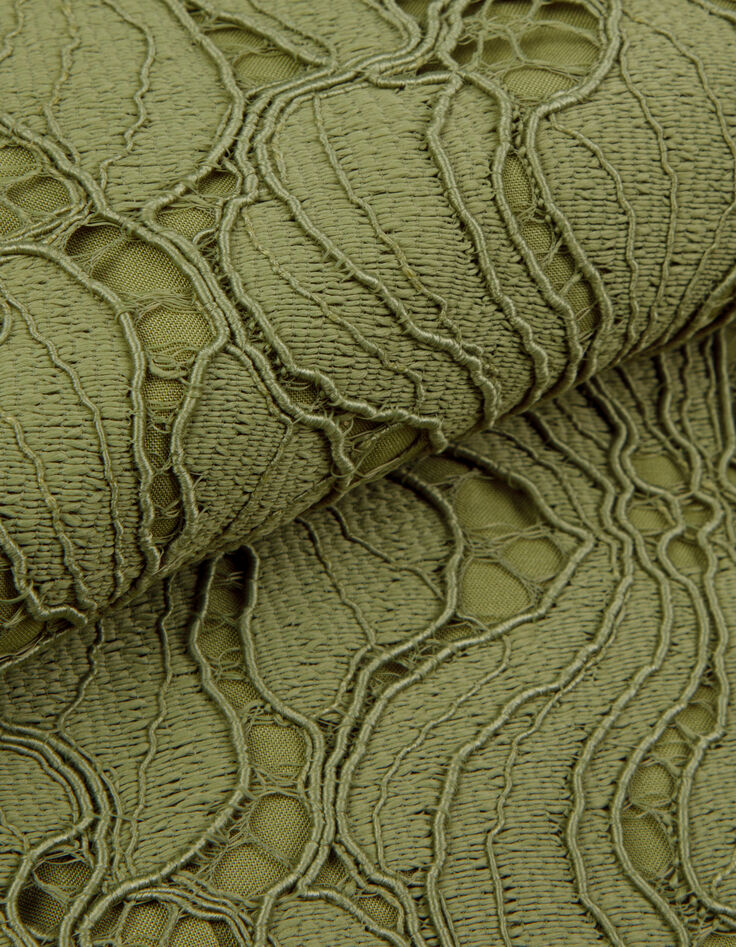 Robe longue verte dentelle d&eacute;coupes c&ocirc;t&eacute;s Femme-3