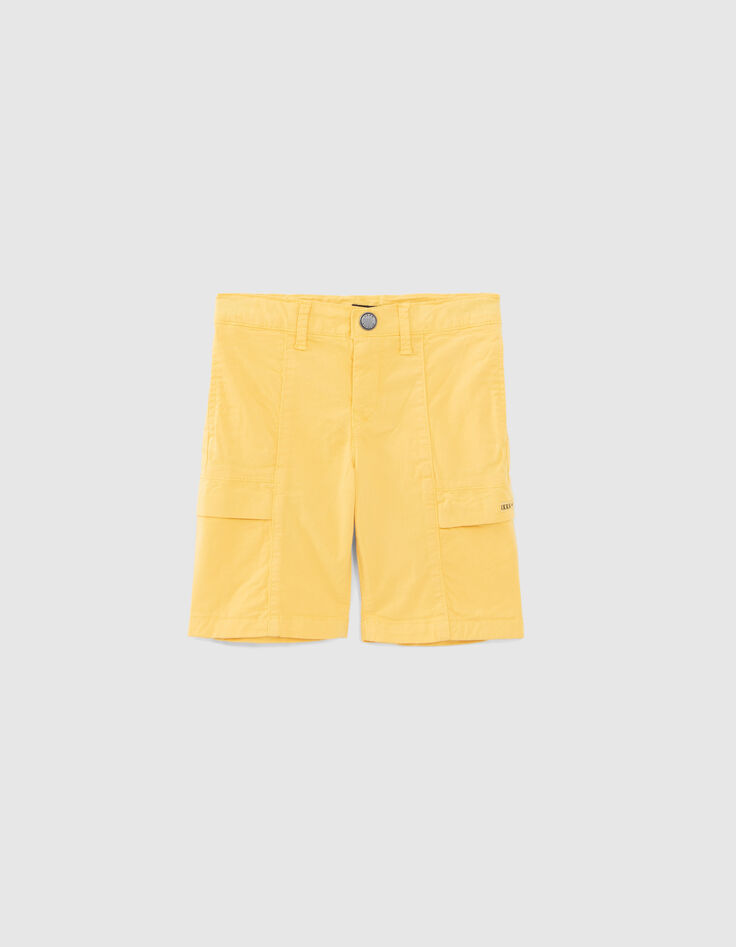 Boys' yellow cargo Bermuda shorts-1