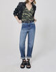 Women’s khaki camouflage T-shirt with badge-1