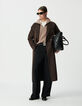 Women’s brown supple double-breasted long coat-1