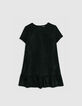 Girl's black velvet herringbone pattern lurex dress-1