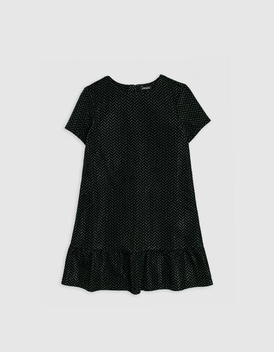 Girl's black velvet herringbone pattern lurex dress - IKKS