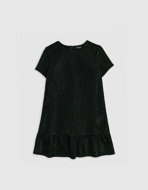 Girl's black velvet herringbone pattern lurex dress - IKKS