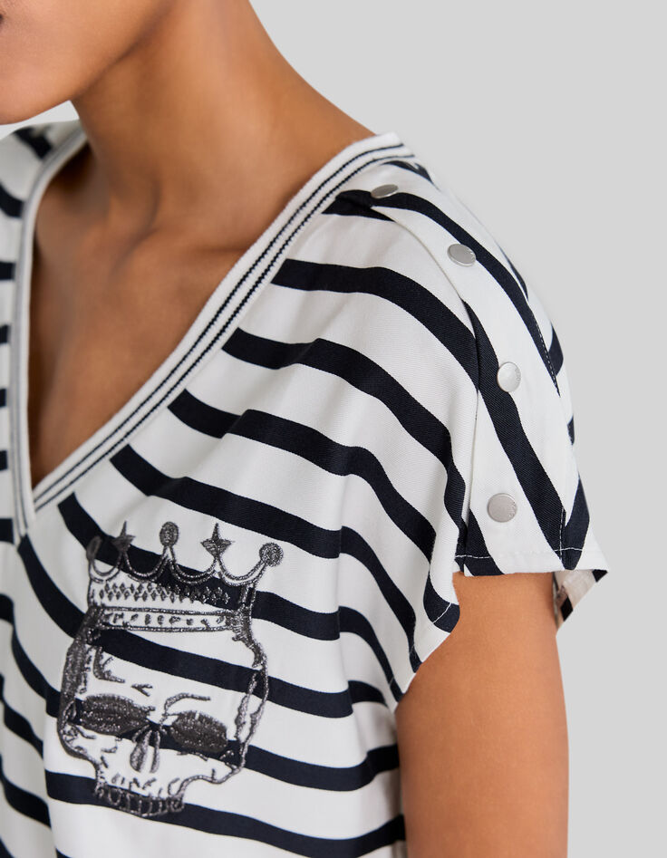 Cremewei&szlig;es Damen-Matrosentop LENZING&trade; ECOVERO&trade; mit Wappen-4