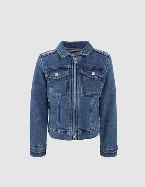 Chaqueta vaquera azul waterless maxi bordado espalda niña - IKKS