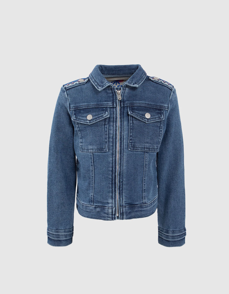 Chaqueta vaquera azul waterless maxi bordado espalda niña-1