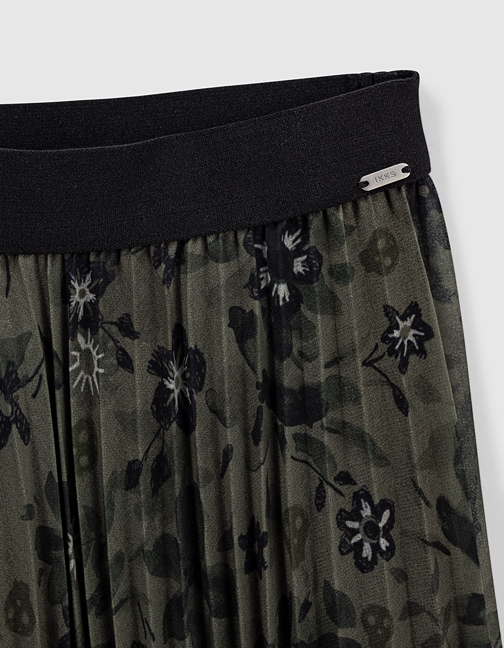 Jupe longue kaki plissee imprime camoufleurs fille IKKS