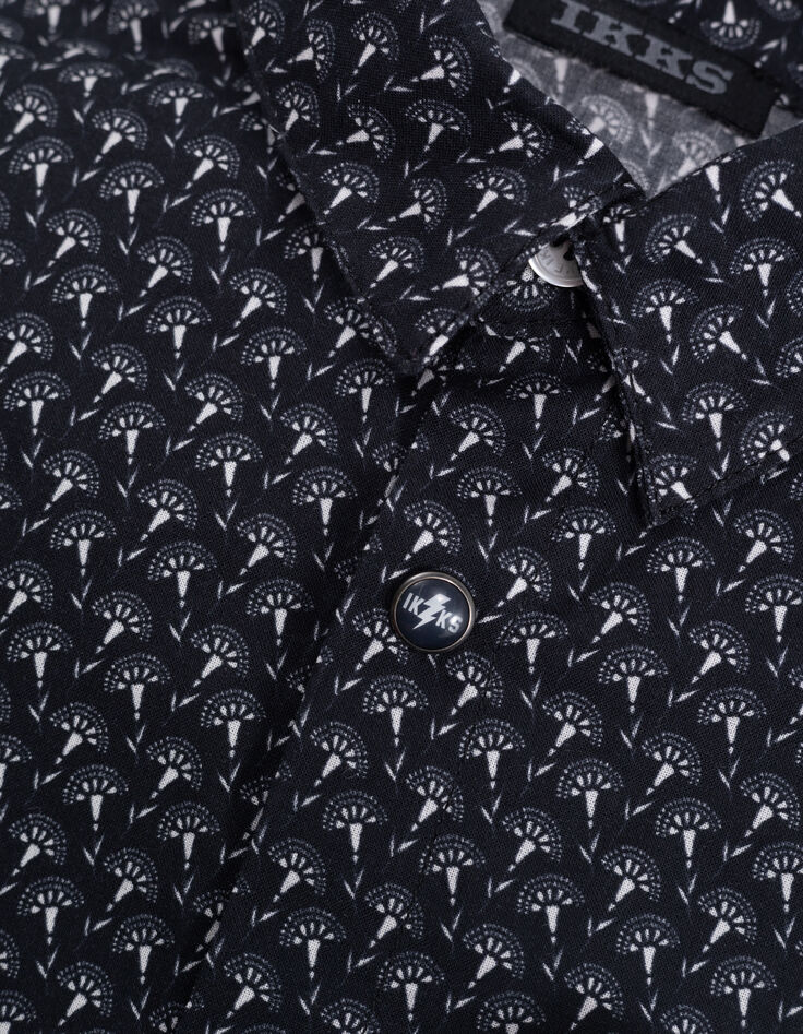 Chemise noire tissu Liberty motif fleurs garçon-5
