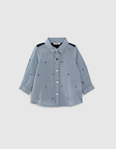 Chemise bi-mati&egrave;re rayures et motifs &eacute;t&eacute; b&eacute;b&eacute; gar&ccedil;on - IKKS