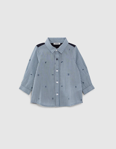 Chemise bi-mati&egrave;re rayures et motifs &eacute;t&eacute; b&eacute;b&eacute; gar&ccedil;on - IKKS