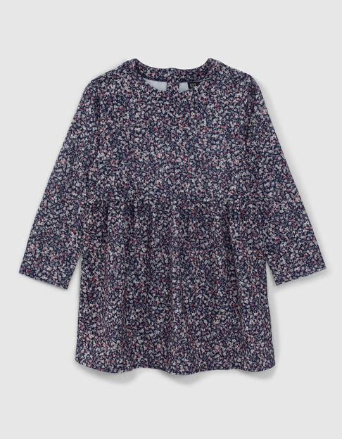 Marineblaues Mädchenkleid mit dezentem Blumenprint