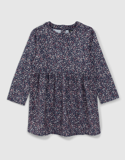 Vestido navy oscuro estampado micro flores niña - IKKS