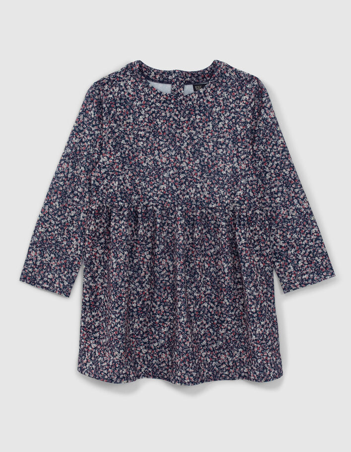 Girls’ dark navy microflower print dress - IKKS
