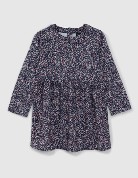 Girls’ dark navy microflower print dress