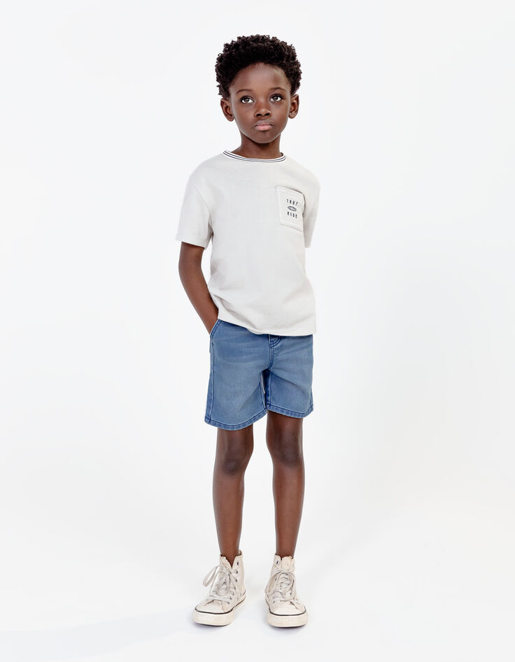 Boys’ comfy denim Bermuda shorts with elasticated waist-2