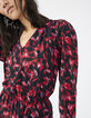 Robe courte rouge imprimé floral rock Femme-3