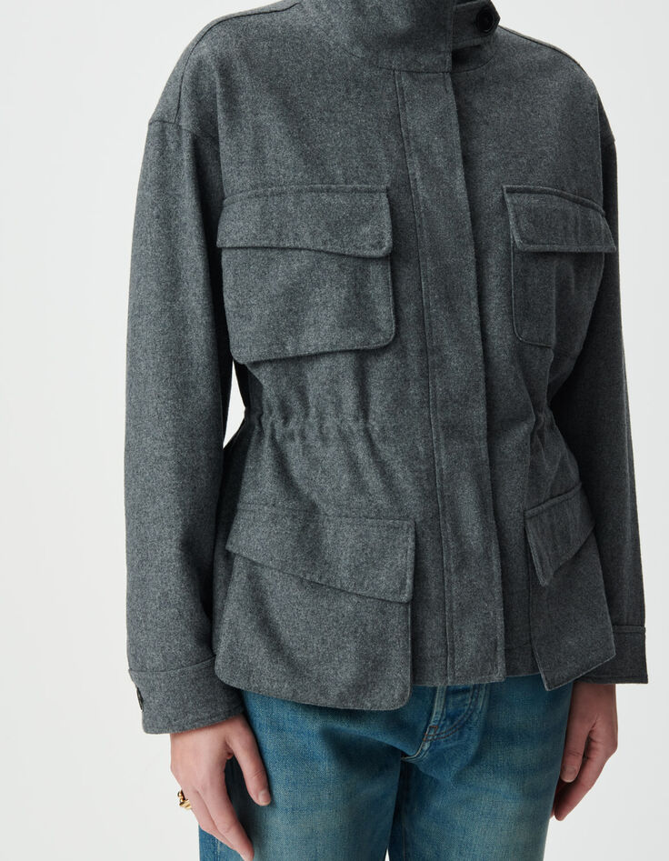 Women’s grey flannel overshirt jacket-5