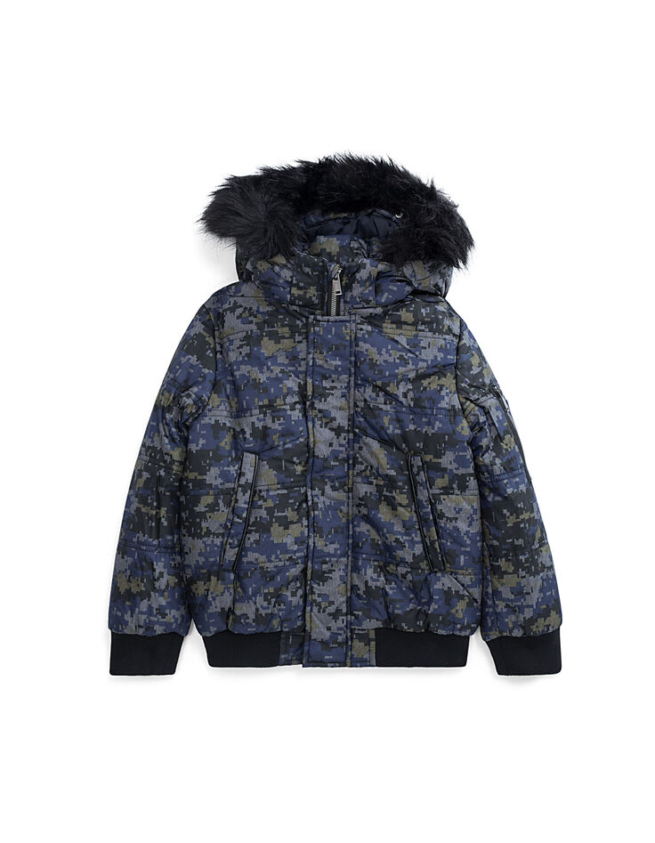 Anorak índigo estampado camuflaje pixelado niño -1 Anorak índigo estampado camuflaje pixelado niño -1