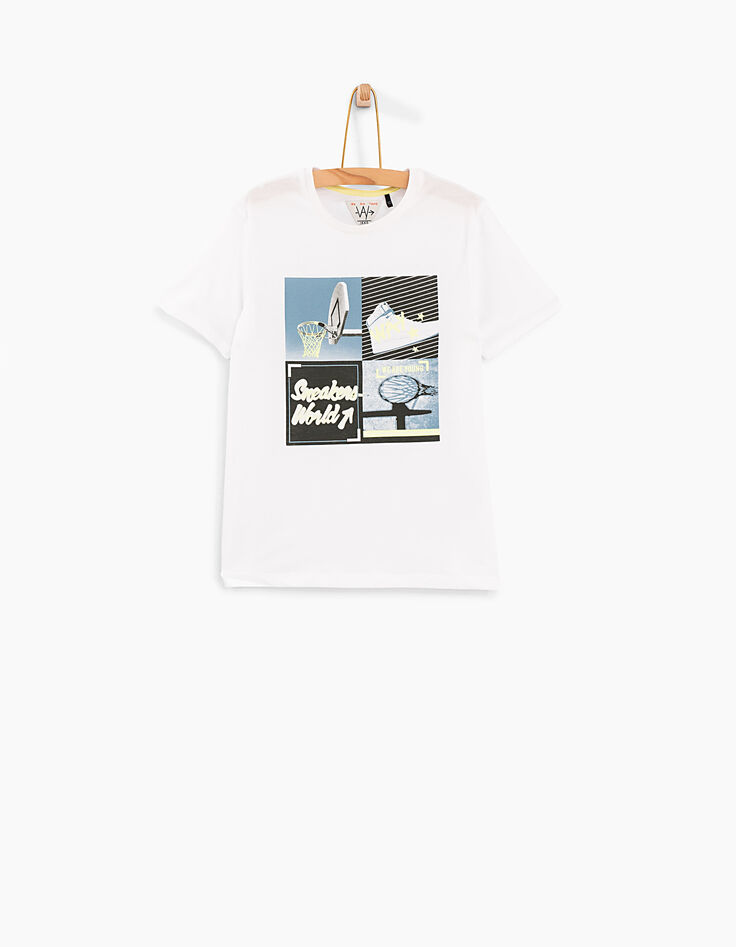 Camiseta blanco óptico fosforescente niño -2