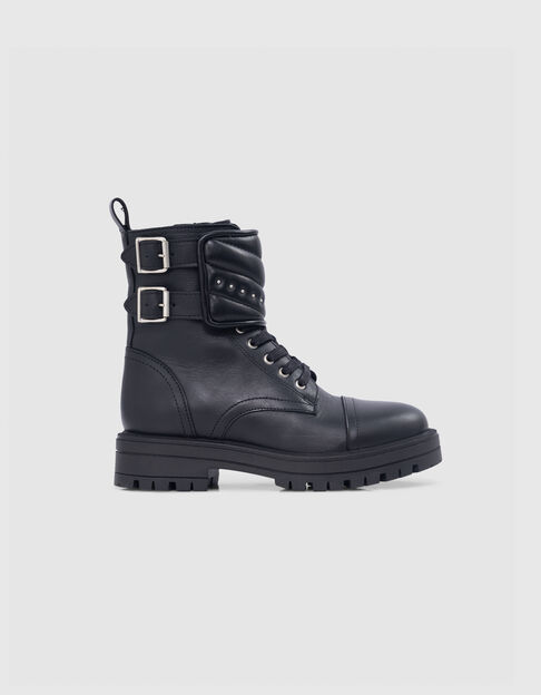 Rangers Leather story en cuir noir avec clous pour fille