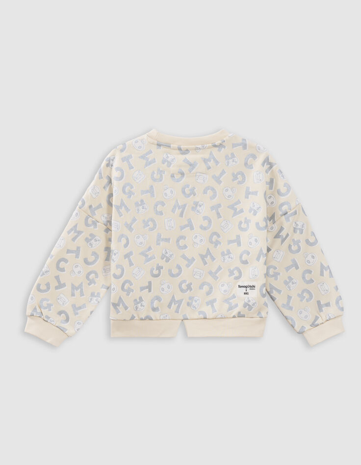 Sweat écru lettres métallisées TAMAGOTCHI x IKKS fille-3