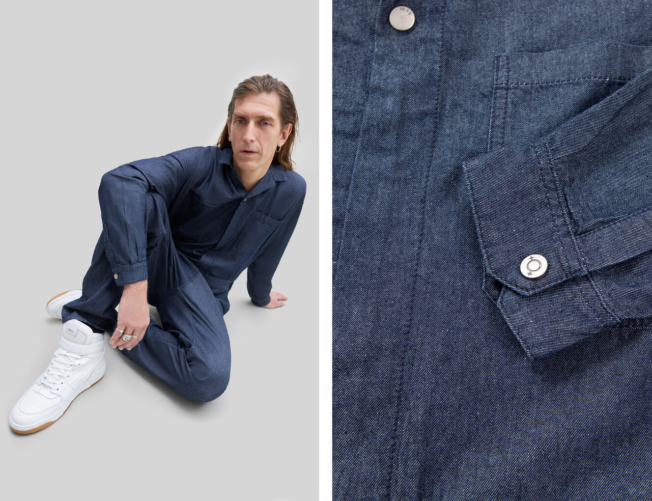 Gender Free-Jumpsuit in blauw WATERLESS jeans Uniseks - IKKS-4