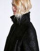 Manteau noir en vraie peau retournée zippée Femme-4