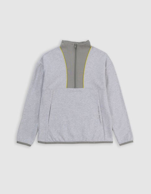 Sweat camionneur gris et kaki passepoil anis garçon - IKKS