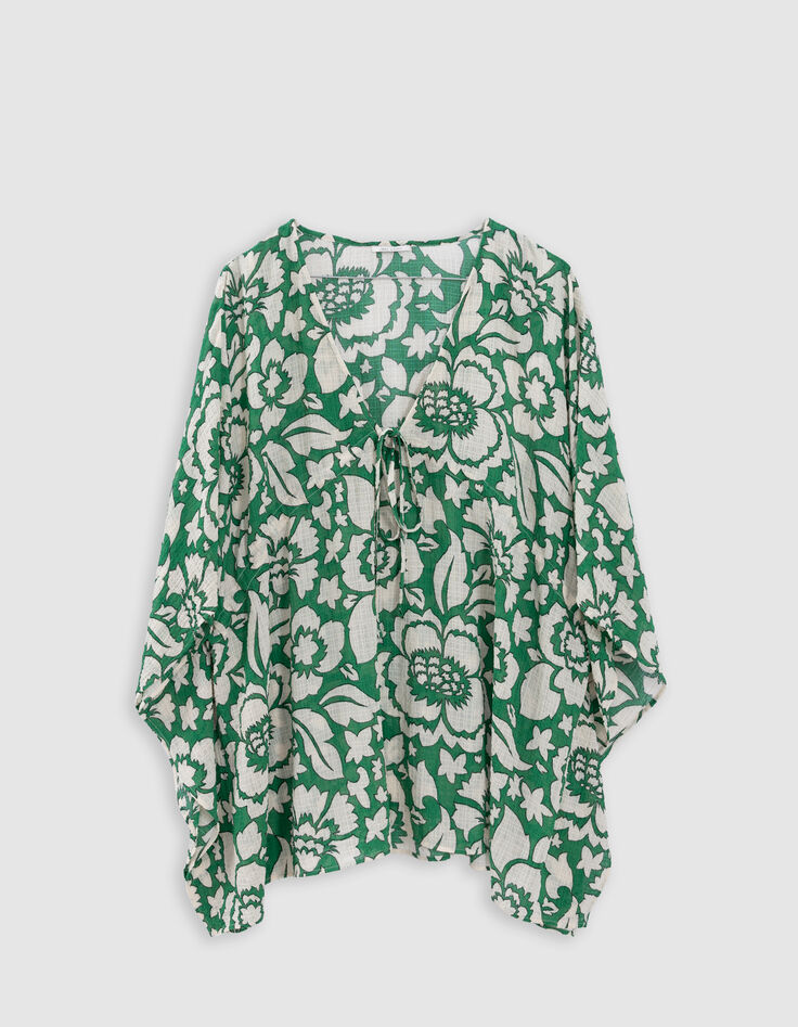 Blouse verte imprimé maxi tropical Femme-5