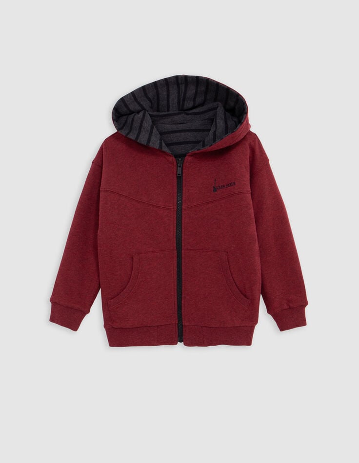 Chaqueta reversible de rayas burdeos y negras para niño-2