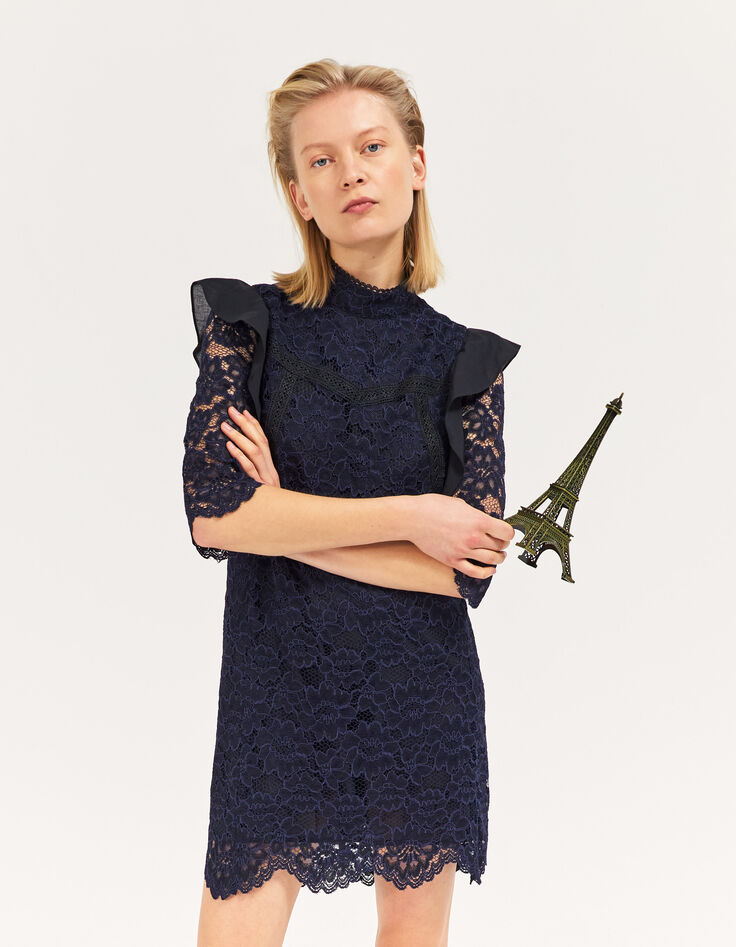 Women's navy blue lace dress-4