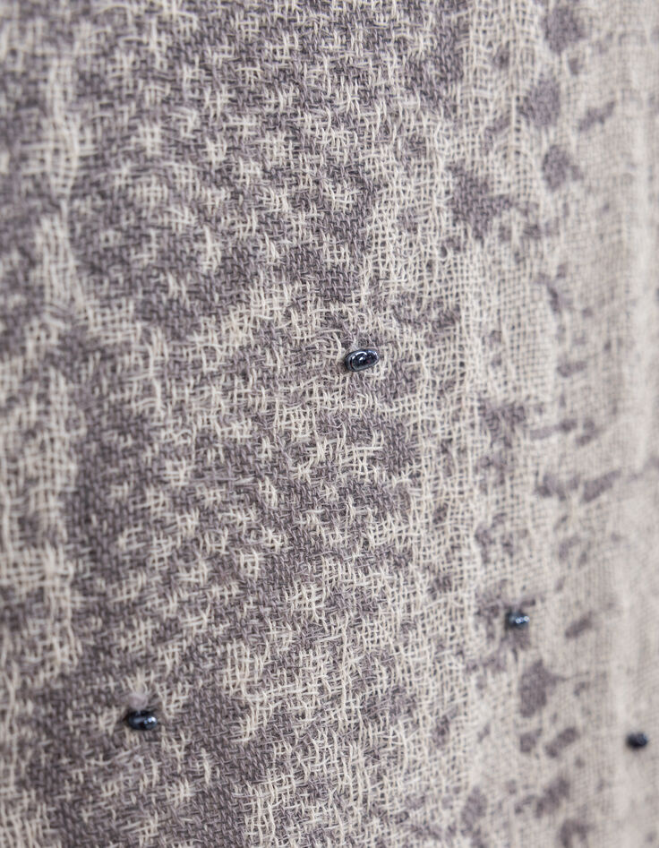 Gray jacquard scarf with python and pearl pattern Women-4