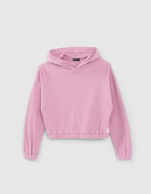 Lichtpaarse sweater honingraat met kap meisjes - IKKS