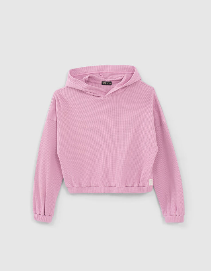 Girls’ violet waffle hoodie-1