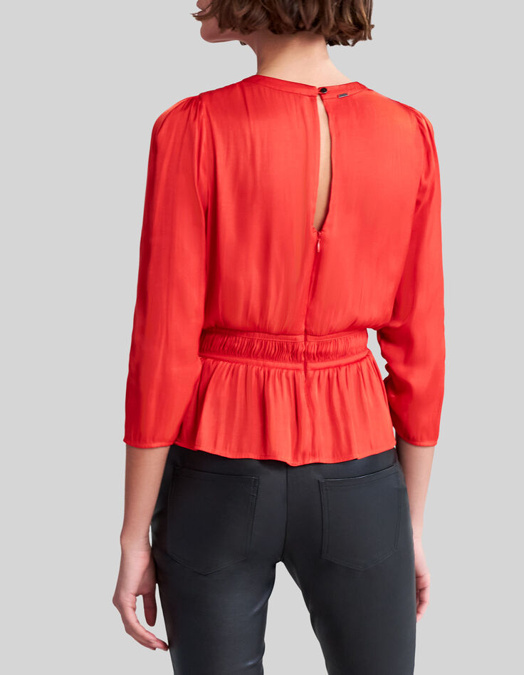 Blouse orange recyclée avec basque Femme-2