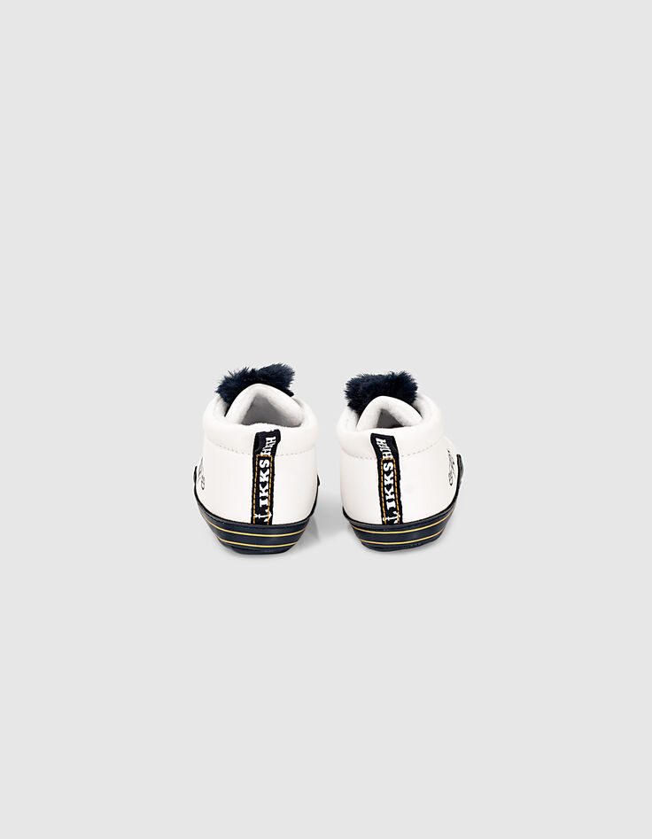 Deportivas blanco roto pompones navy bebé niña -3