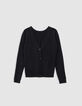 Women's black knitted button cardigan-7