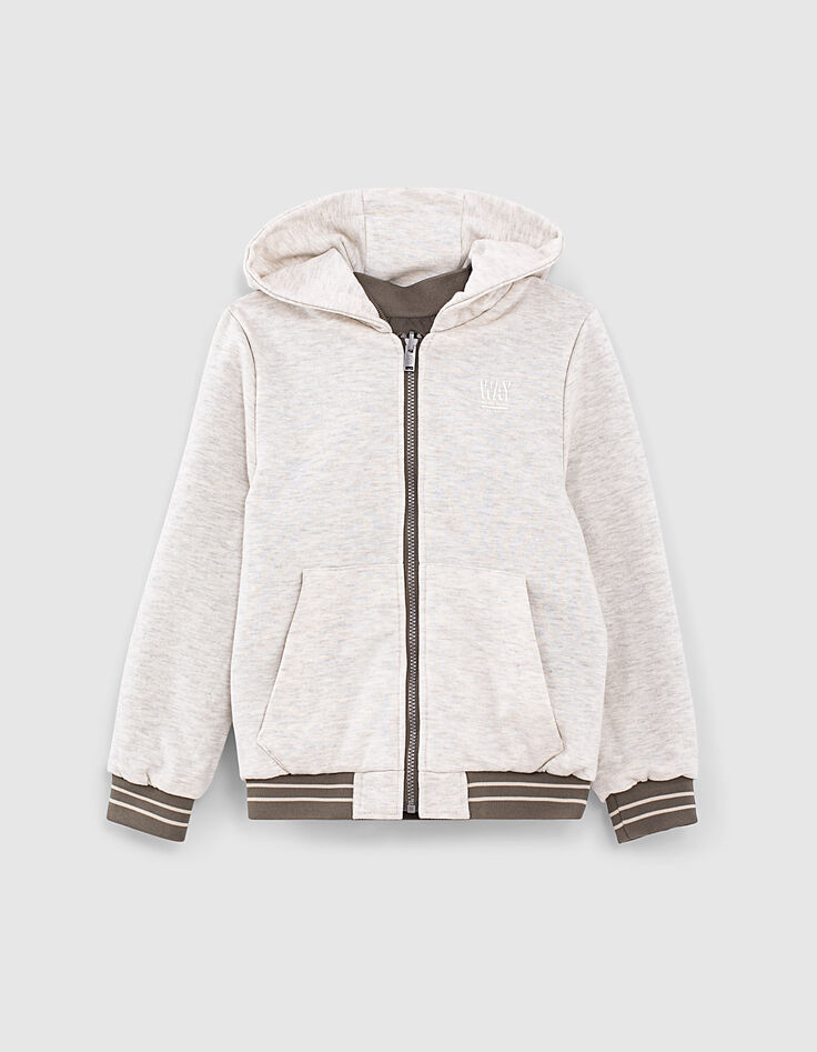 Bomber r&eacute;versible nylon kaki et molleton gris gar&ccedil;on-6