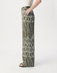Pantalon large kaki imprimé foulard Femme-4