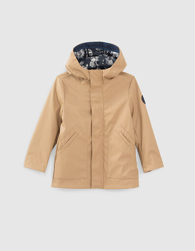 Boys’ sand recycled wax-look hooded trench coat - IKKS