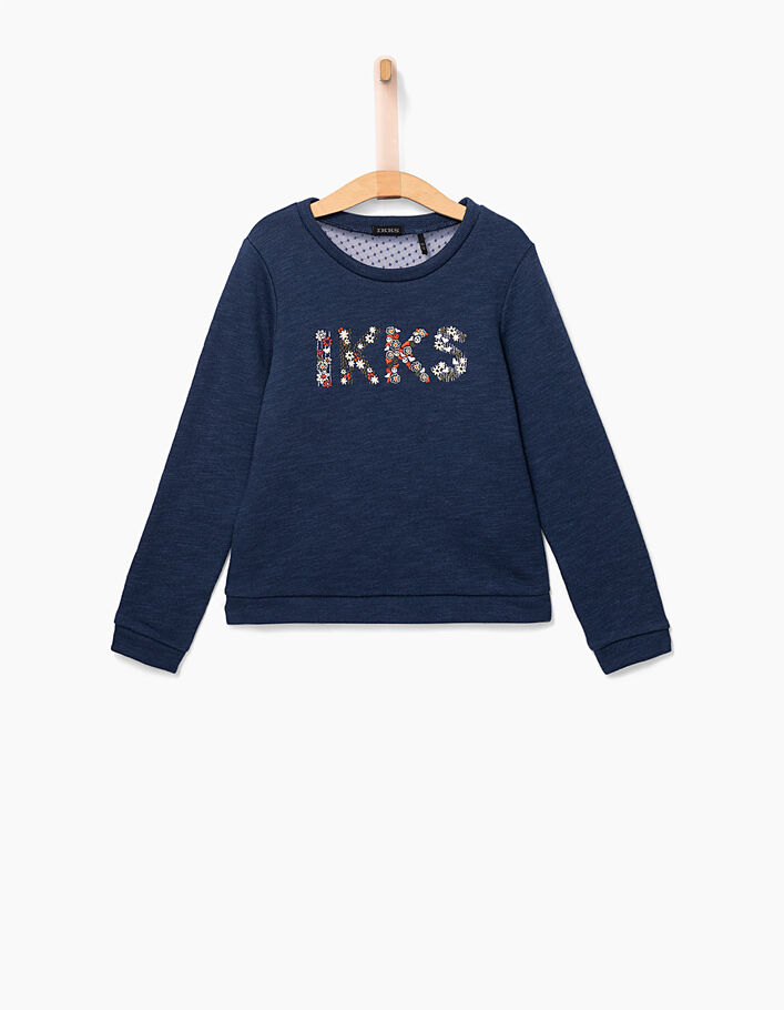 Girls’ IKKS floral embroidery indigo sweatshirt - IKKS