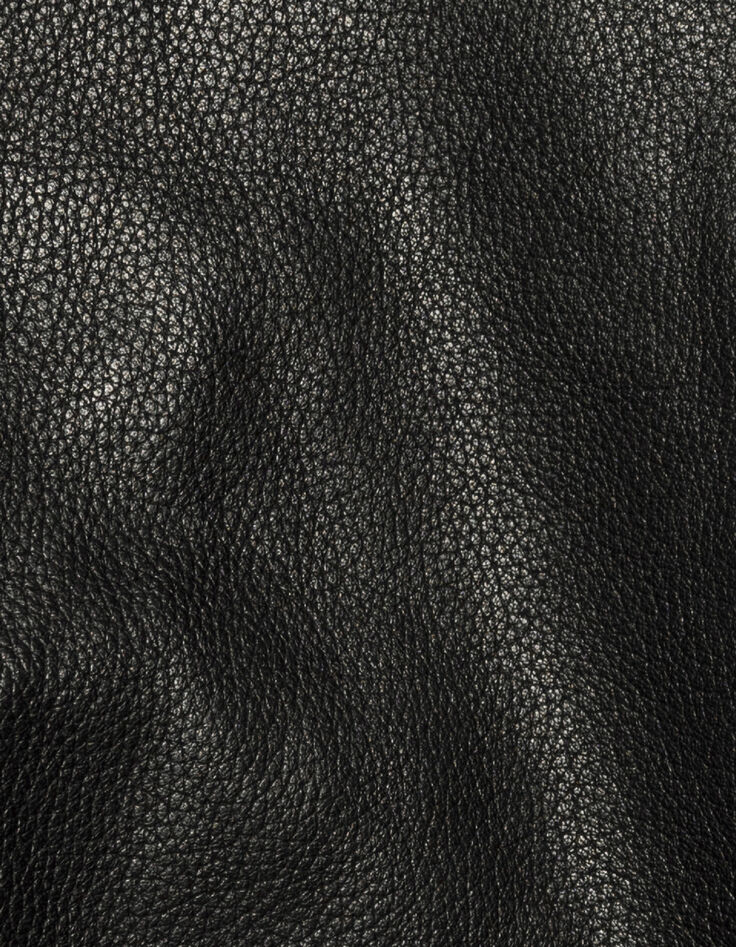 Blouson noir oversize cuir grain&eacute; esprit motard Femme-10