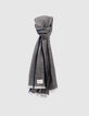 Men&rsquo;s grey scarf with indigo stripe & chevron motif-1
